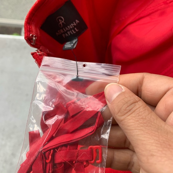 New Adrianna Papell red tulle tiered dress 6 - Picture 6 of 6